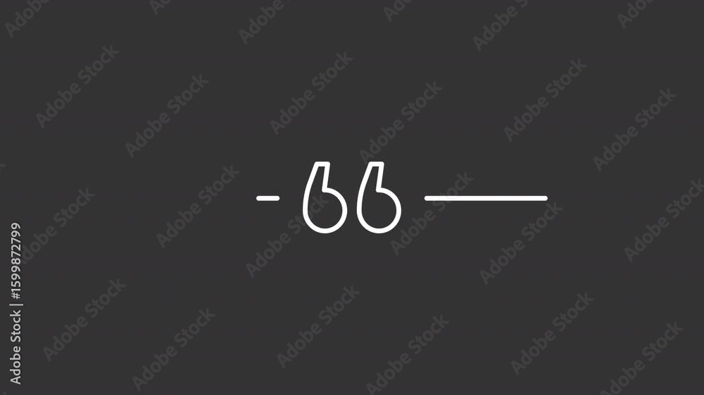 Poster citation marks white line animation. inverted commas animated icon. horizontal line showing up. punc