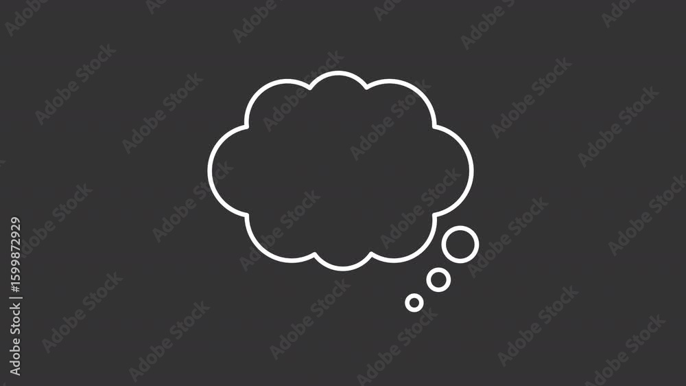 Poster chat bubble white line animation. text message animated icon. showing up. thinking, thought. talk ba