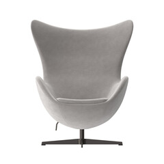Modern Light Grey Egg Lounge Chair Front View Isolated