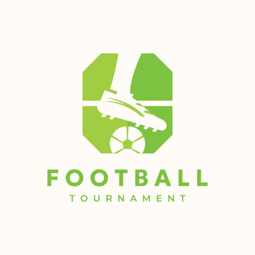 football boot vintage logo vector minimalist illustration design, kick a ball symbol design