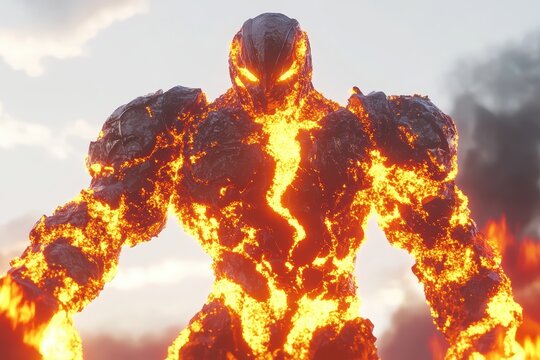 Volcanic entity figure with glowing lava.