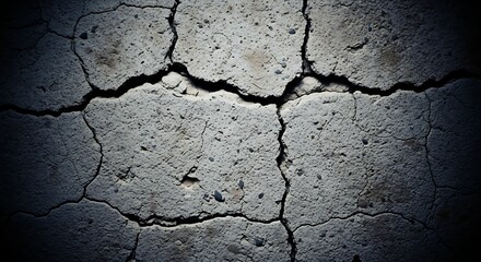 Obraz premium Cracked Concrete Texture Detailed Surface with Dark Vignette