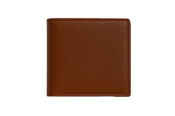 Premium brown leather wallet compact and folded design for men personal accessory isolated on transparent background