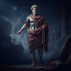 Fototapeta premium A Noble Ancient Roman Philosopher Amidst Divine Clouds
