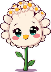 Cute Kawaii Flower Girl with Daisy Crown Design