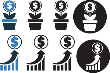 Dollar, growth, increase, money, profit icon