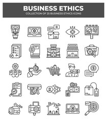 Collection of 25 Business Ethics Icons: A Guide to Ethical Business Practices