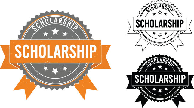 Scholarship award badge vector graphic design element for education and financial aid programs