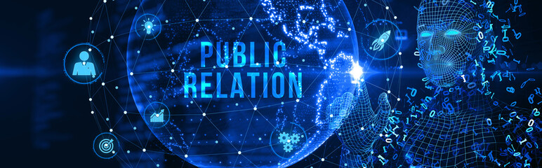 PR Public relations concept. Communication advertising marketing strategy. 3d illustration