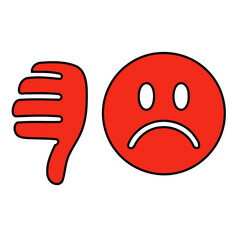 red smiley face thumb down icon
