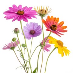 Vibrant Multicolored Flower Bouquet Close-up Composition, Floral Photography, Nature, Daisy, Cosmos Floral photography, flower bouquet