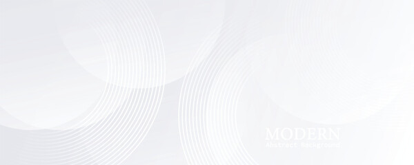 Vector white background with white circle lines. Digital future technology concept background