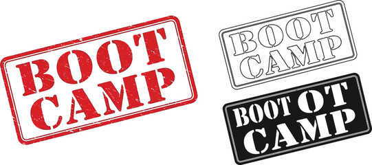 Boot camp training program vector design elements for fitness challenge and workout session graphic set