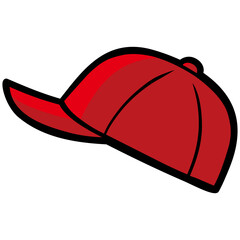 Red Baseball Cap Hat Drawing Vector Illustration