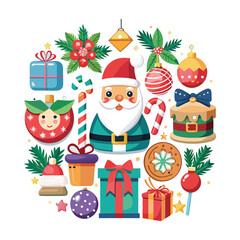 Merry Christmas Holiday Elements Circle Design