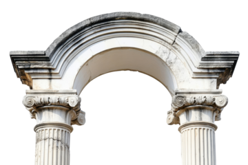 Classic Marble Archway with Decorative Columns Against Transparent Background