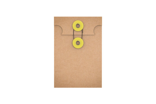 String and Button Pocket Envelope Mockup. 3d illustration