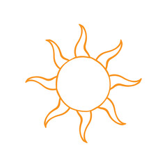 Italian Sun in Dolce Vita style. Vector line art yellow illustration