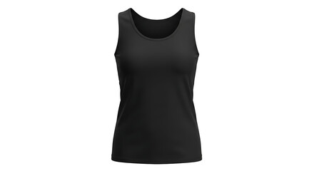 Sleek black sleeveless tank top for women isolated on white background