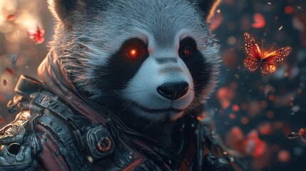 Cyberpunk Panda Warrior: A Digital Painting of a Fierce Panda in Futuristic Armor