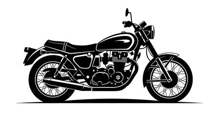 Classic Motorcycle Silhouette – Black and White Vector Illustration