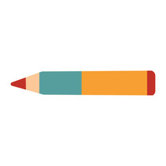 Orange and teal colored pencil in flat design, perfect for creative, educational, office, art, and stationery themed visual projects.