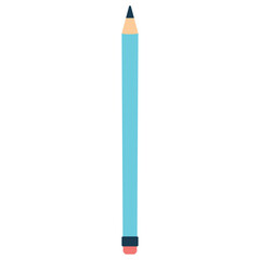 Tall blue pencil illustration standing upright with eraser tip and white background, ideal for school, writing, art, creative work, and stationery projects.
