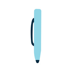 Flat vector illustration of a modern blue pen, used for writing, signing, learning, office work, and everyday documentation tasks.
