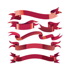 Vibrant Red Ribbon Banners Set