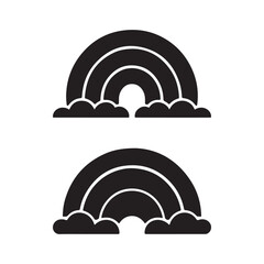 Simple Black Rainbow and Clouds Silhouette for Weather or Hope Symbolism