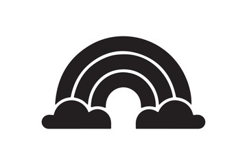 Fototapeta premium Simple Black Rainbow and Clouds Silhouette for Weather or Hope Symbolism