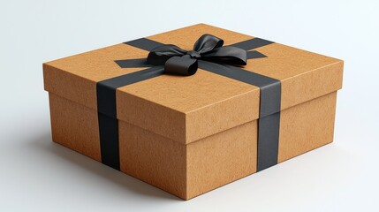 Elegant Brown Gift Box with Black Ribbon