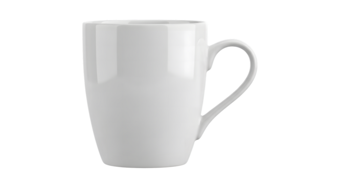 White Ceramic Coffee Mug, Transparent Background