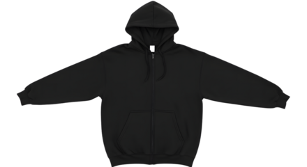 Plain Zipper Hoodie Folded on Transparent Background