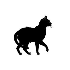 Obraz premium sleek black cat silhouette gracefully walking on a white background