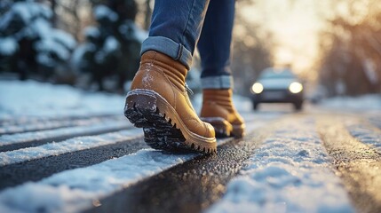 Winter Walk: A Person's Journey on a Snowy Path