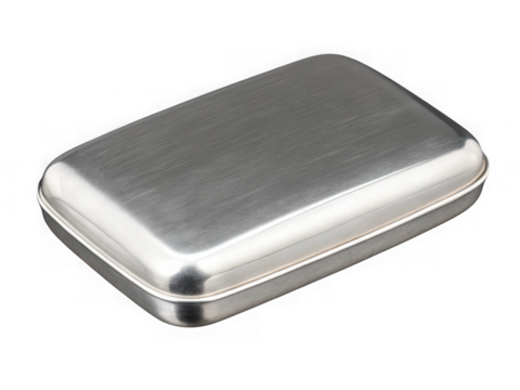 Antique silver pillbox container with hinged lid isolated on transparent background