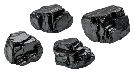 Chunks of Raw Anthracite Coal, a hard, compact variety of coal with a high luster, used for domestic fuel, industrial applications, and power generation