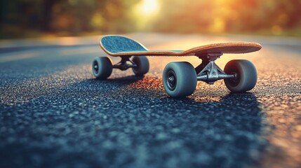 Sunset Skateboarding: A Longboard on the Asphalt