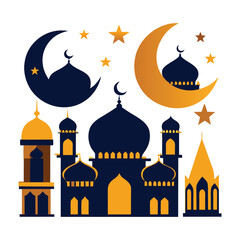 Elegant Mosque & Crescent Vector Collection