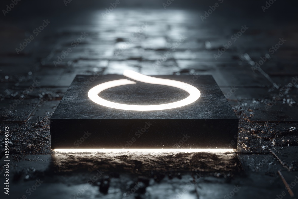 Poster illuminated abstract design on a textured surface creating a modern visual effect in a dimly lit env