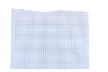 A crumpled sheet of graph paper with a grid pattern. The paper is white with faint blue lines forming squares. It is laid flat on a plain surface.