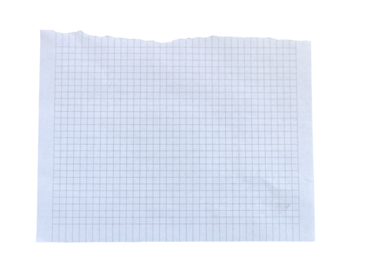 A crumpled sheet of graph paper with a grid pattern. The paper is white with faint blue lines forming squares. It is laid flat on a plain surface.
