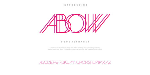 ABOW Abstract line minimal modern alphabet fonts. Typography technology vector illustration