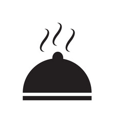 Hot food cover icon, steaming dish, restaurant symbol.