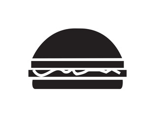 Simple black silhouette of a hamburger, showing bun, patty, and cheese.