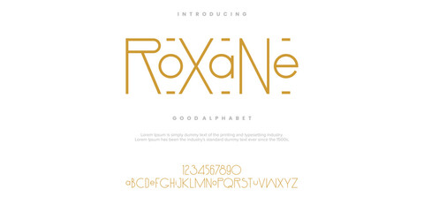 ROXANE Abstract line minimal modern alphabet fonts. Typography technology vector illustration