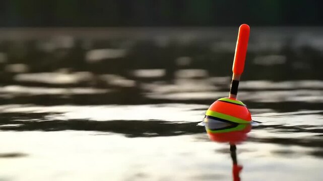 Lake fishing bobber floats; calm water background