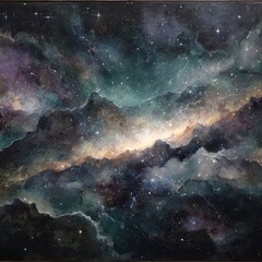 Obraz premium Abstract Painting Of A Colorful Galaxy