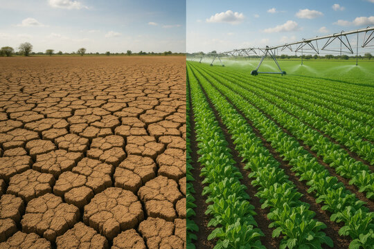 photos: . Golden field with a red bird soaring. . Field with a bird perched on a branch.
